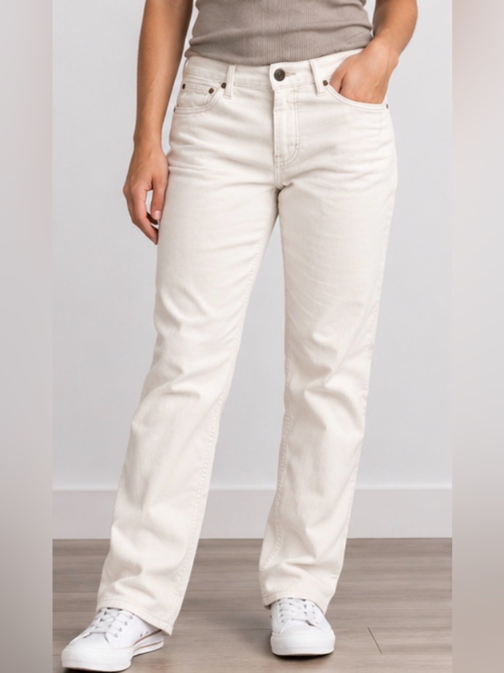 Aeropostale Corduroy Mid Rise Straight Leg Pants Size 13/14 off white